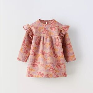 NWT Zara 12-18m floral long sleeve dress with ruffles soft interior